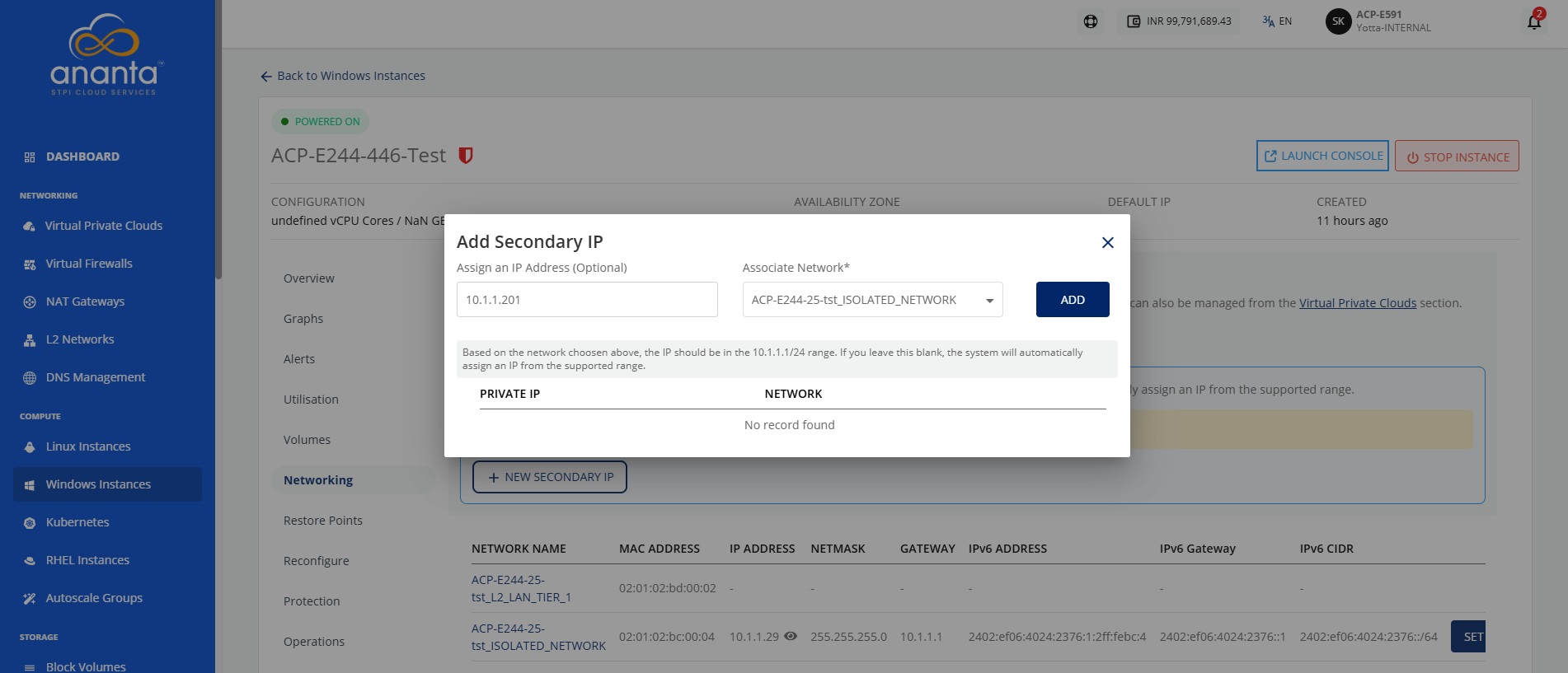 Adding Secondary IP