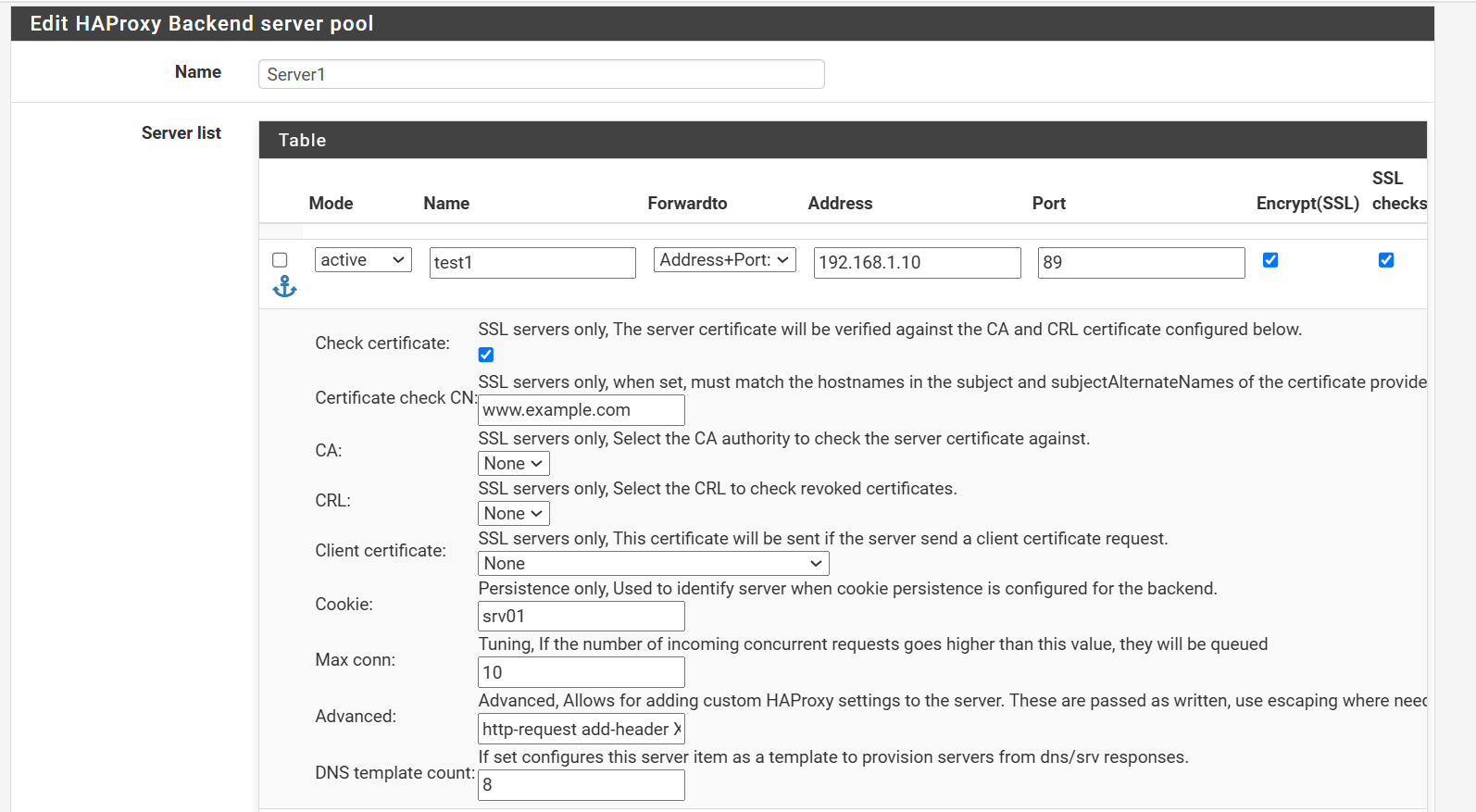 Edit HAProxy Backend Server Pool