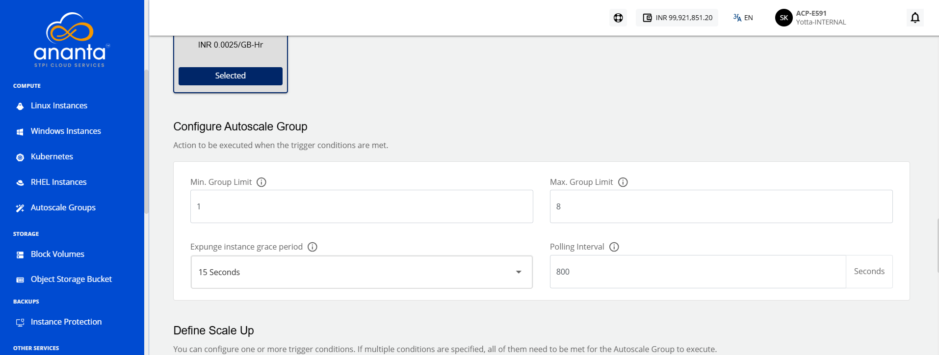 configuring Autoscale group