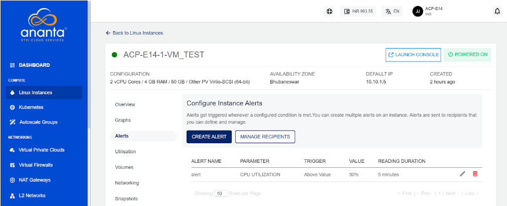 Configuring Alerts on Linux Instances