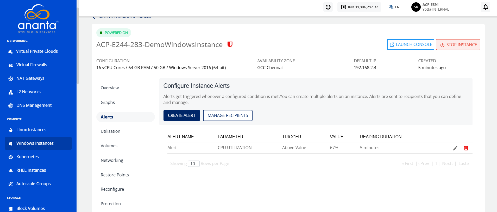 Configuring Alerts on Windows Instances