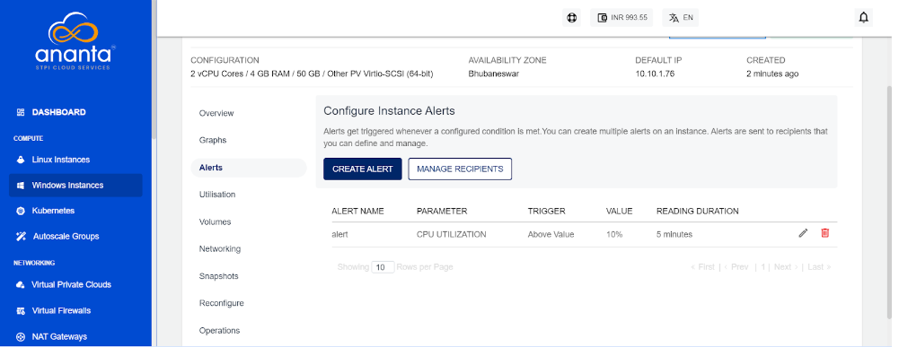 Configuring Alerts on Windows Instances