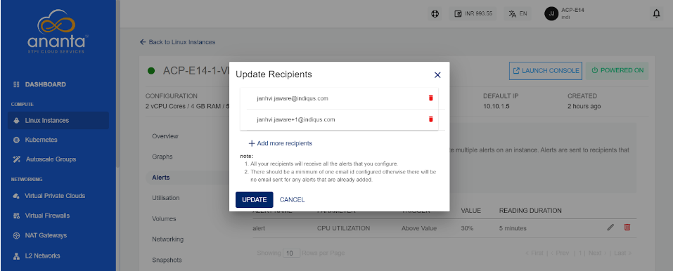 Configuring Alerts on Linux Instances