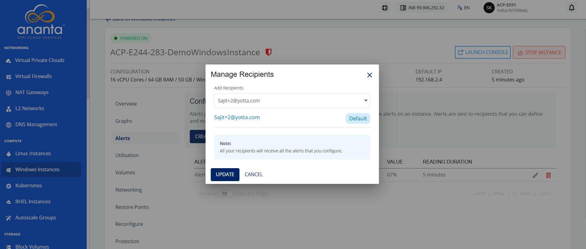 Configuring Alerts on Windows Instances