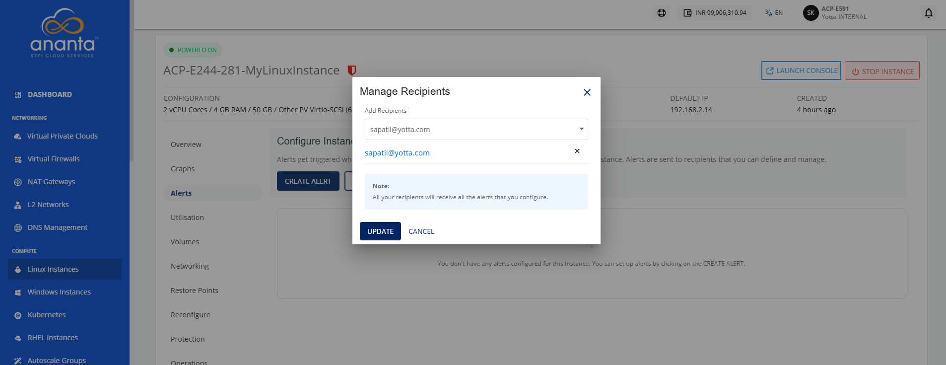 Configuring Alerts on Linux Instances