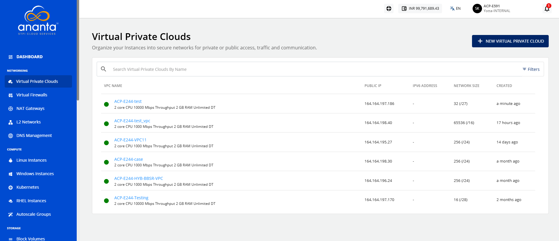 Create, List and View VPCs