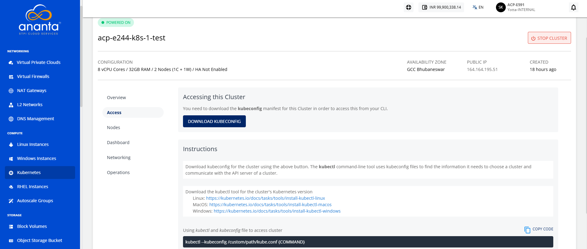 Download Kubeconfig 