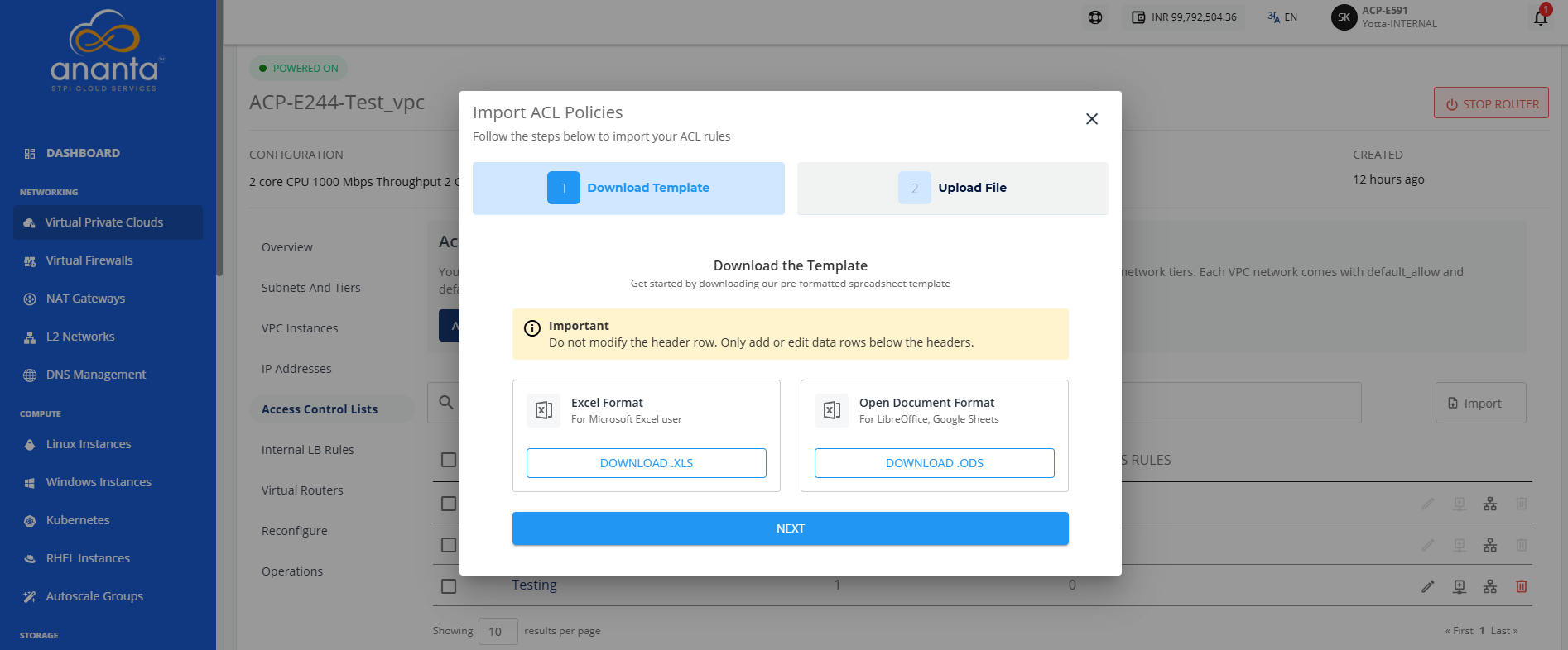 Import Screen