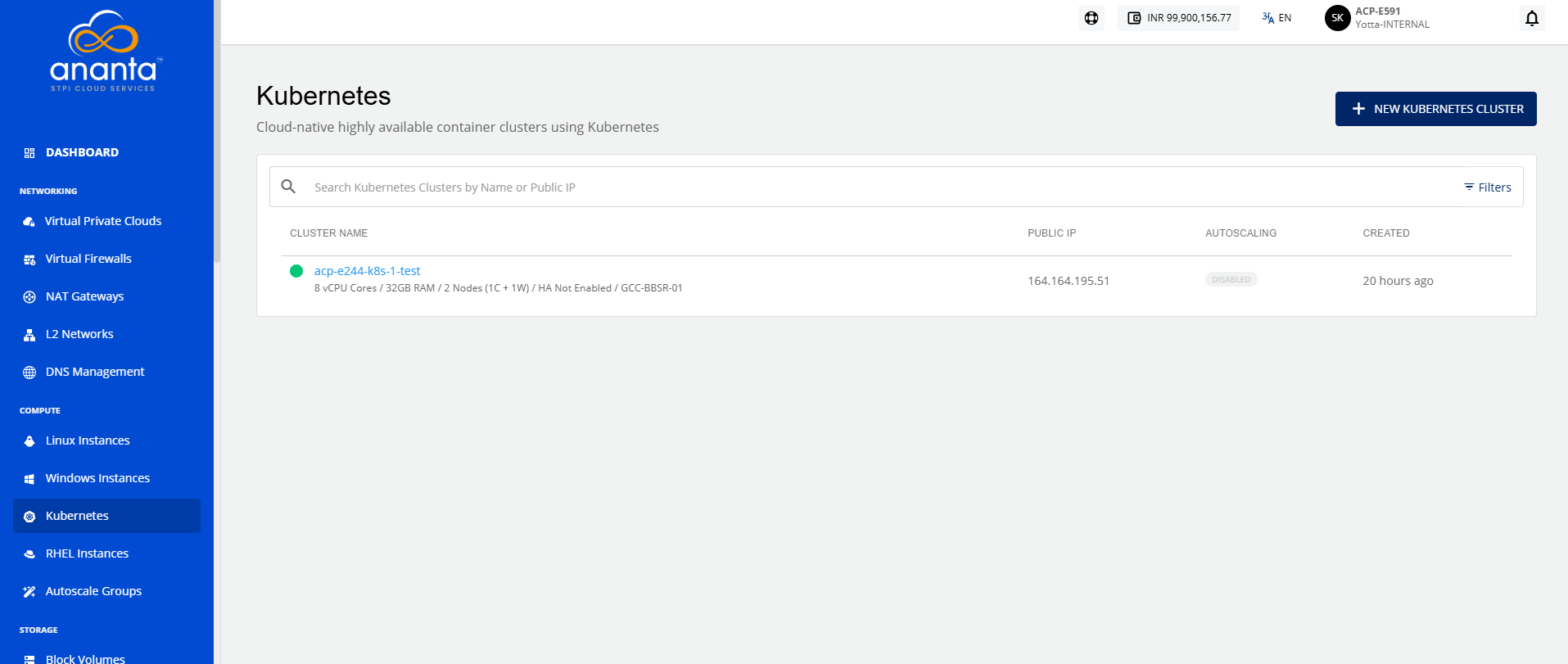New Kubernetes Cluster