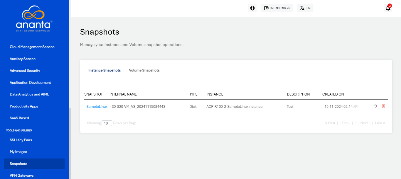 Managing Instance and Volume Snapshots