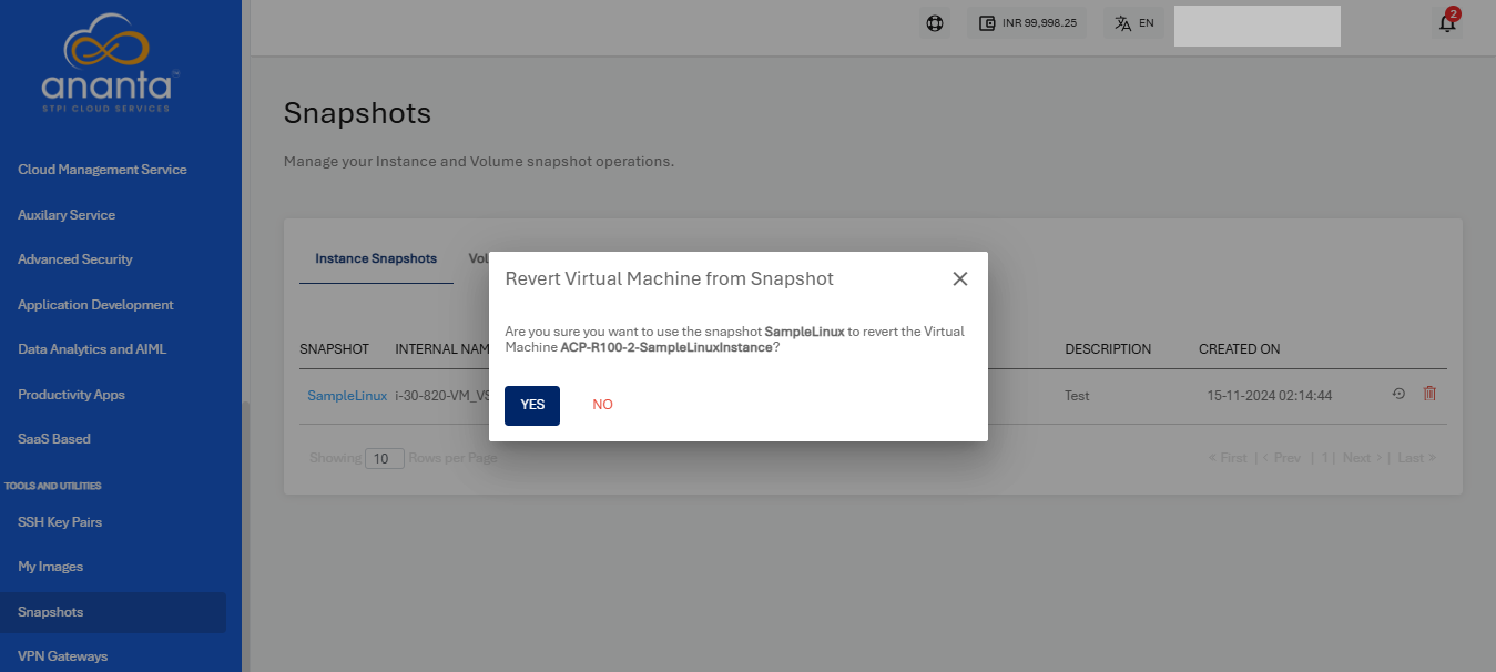 Managing Instance and Volume Snapshots