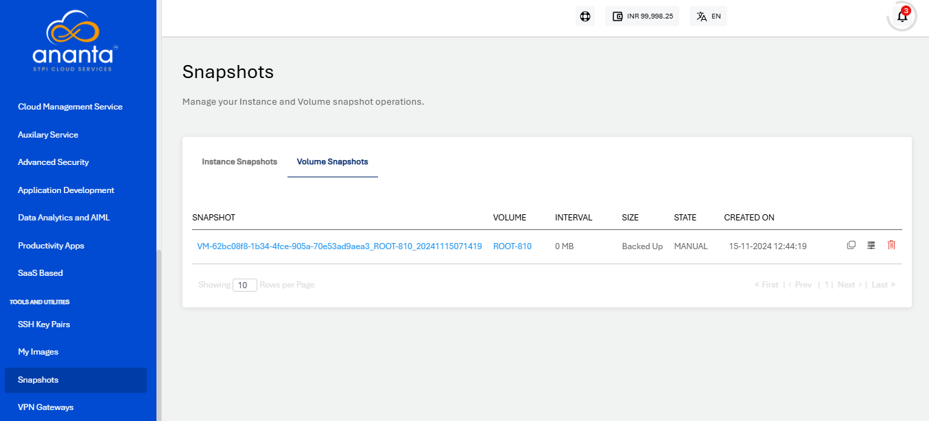 Managing Instance and Volume Snapshots