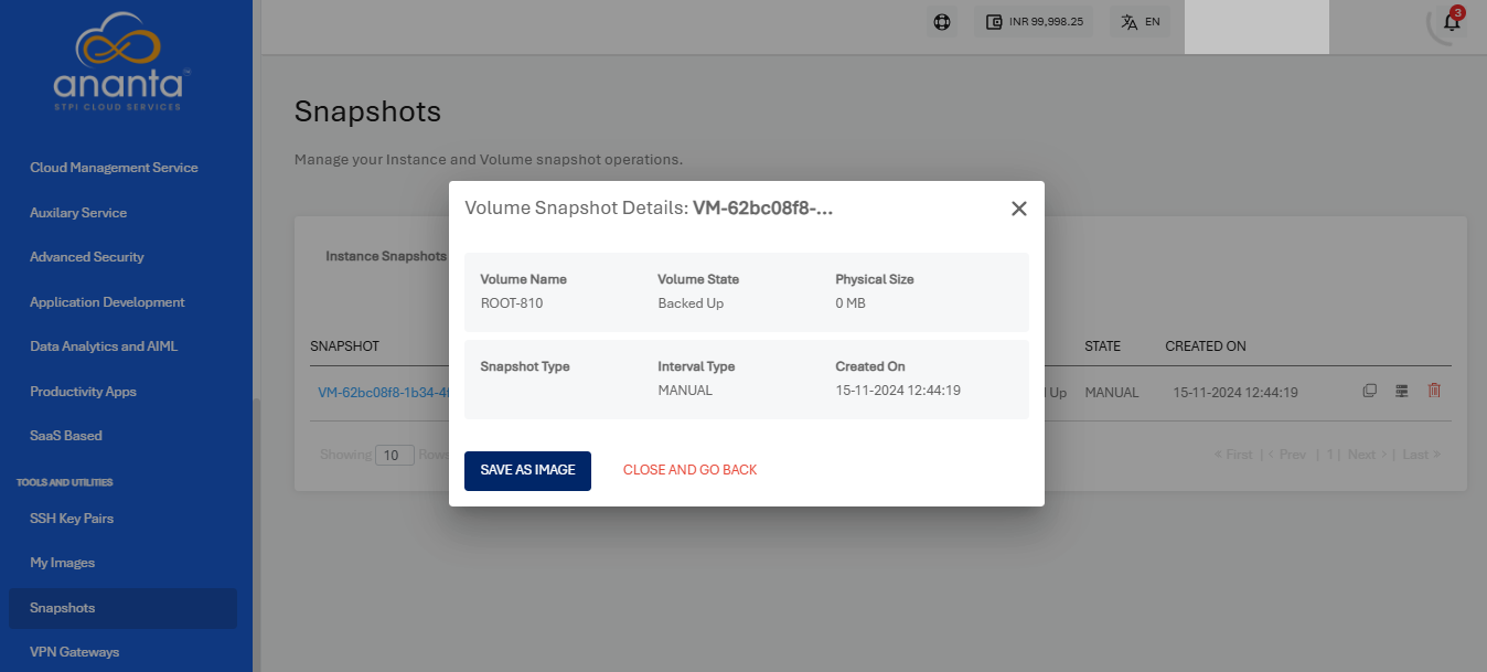 Managing Instance and Volume Snapshots