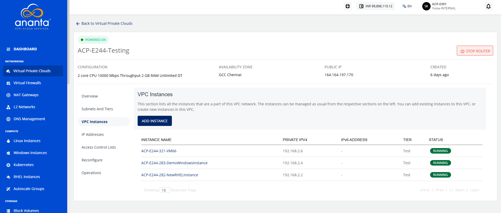 Managing VPC Instances