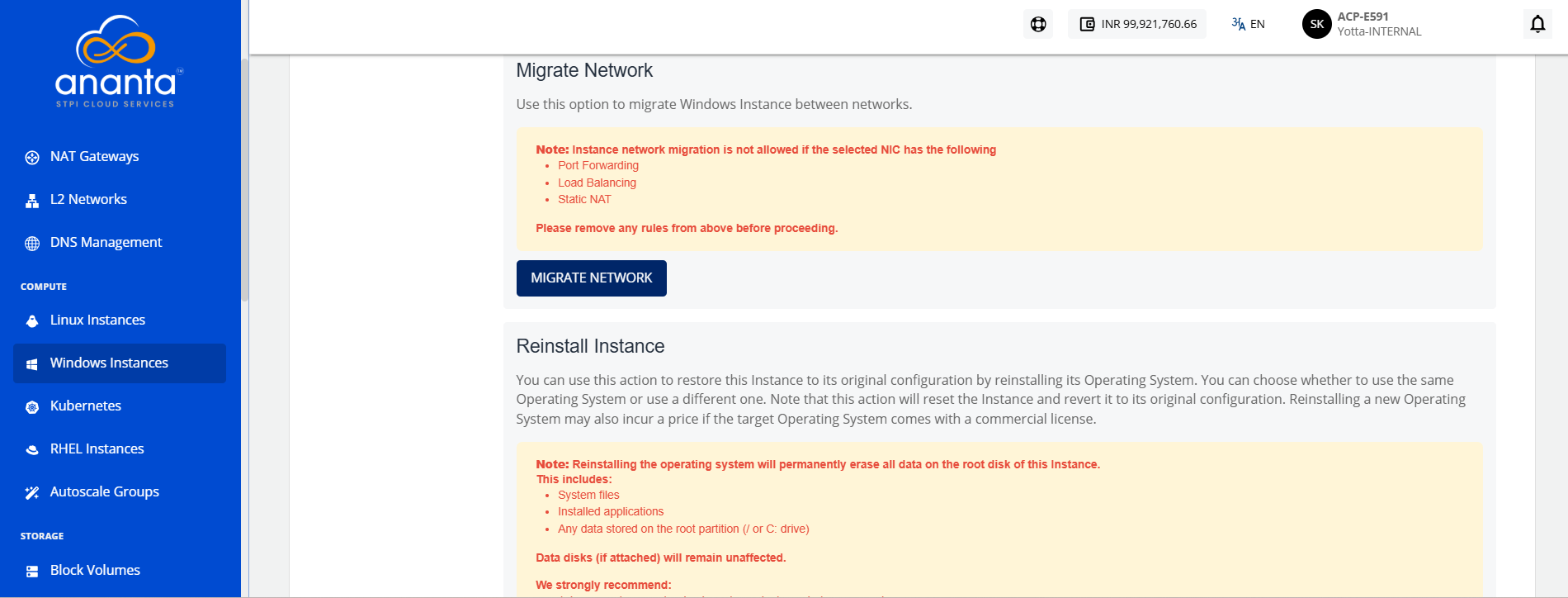 Migrate Instance