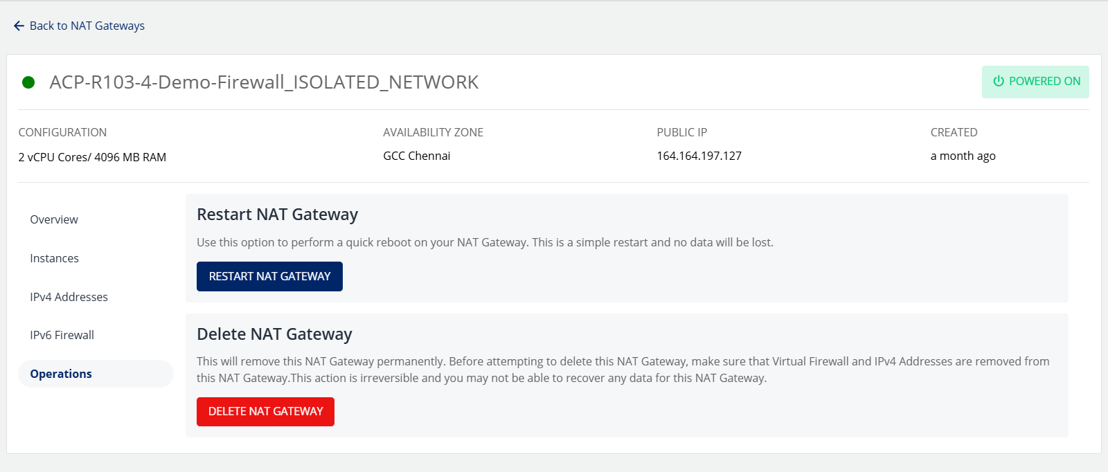 Manage NAT gateway