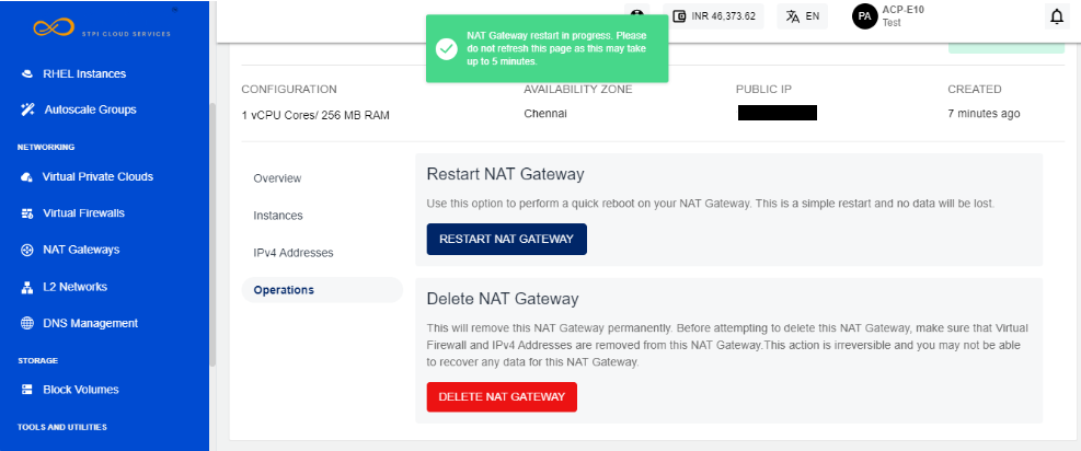 Manage NAT gateway