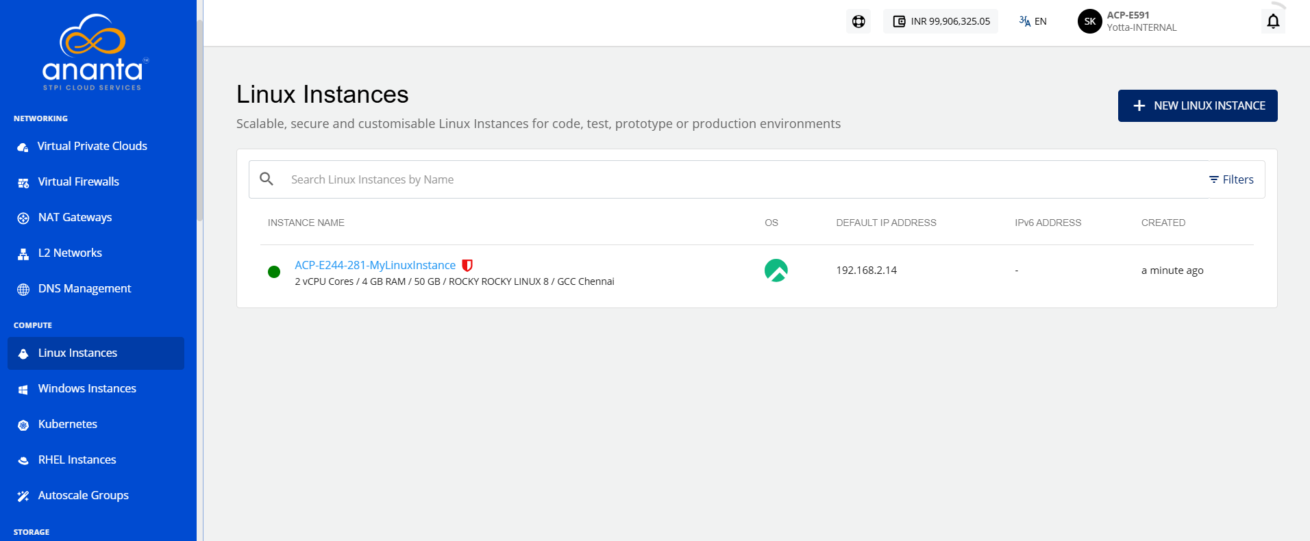 New Linux Instance