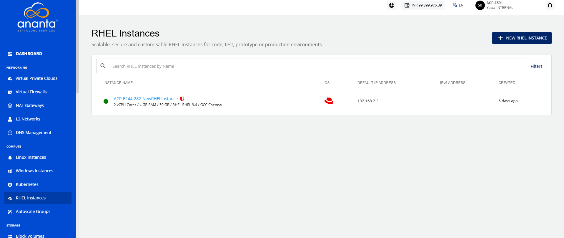 RHEL Instance