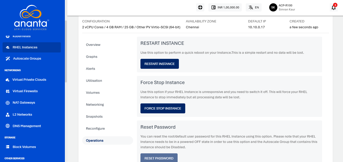 RHEL Instance Operations