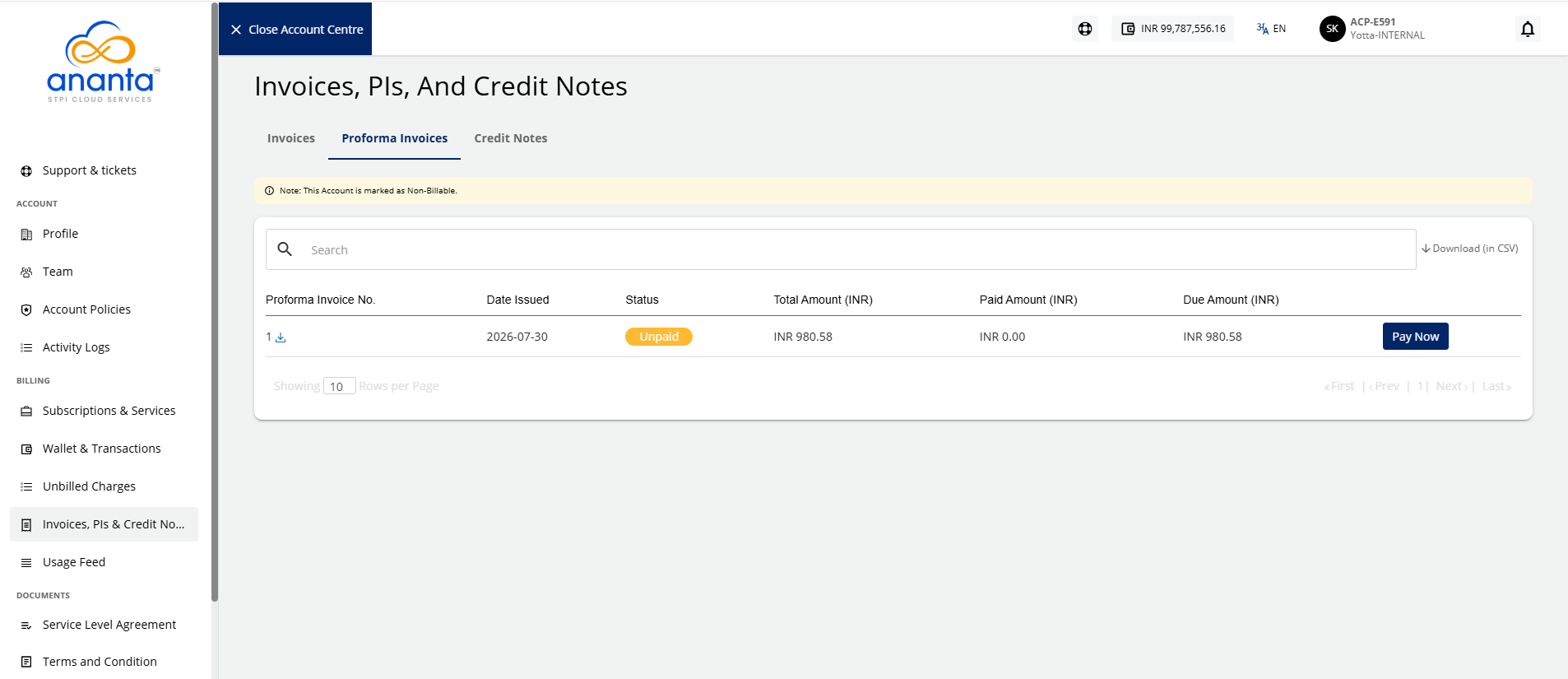 Invoices and Credit Notes