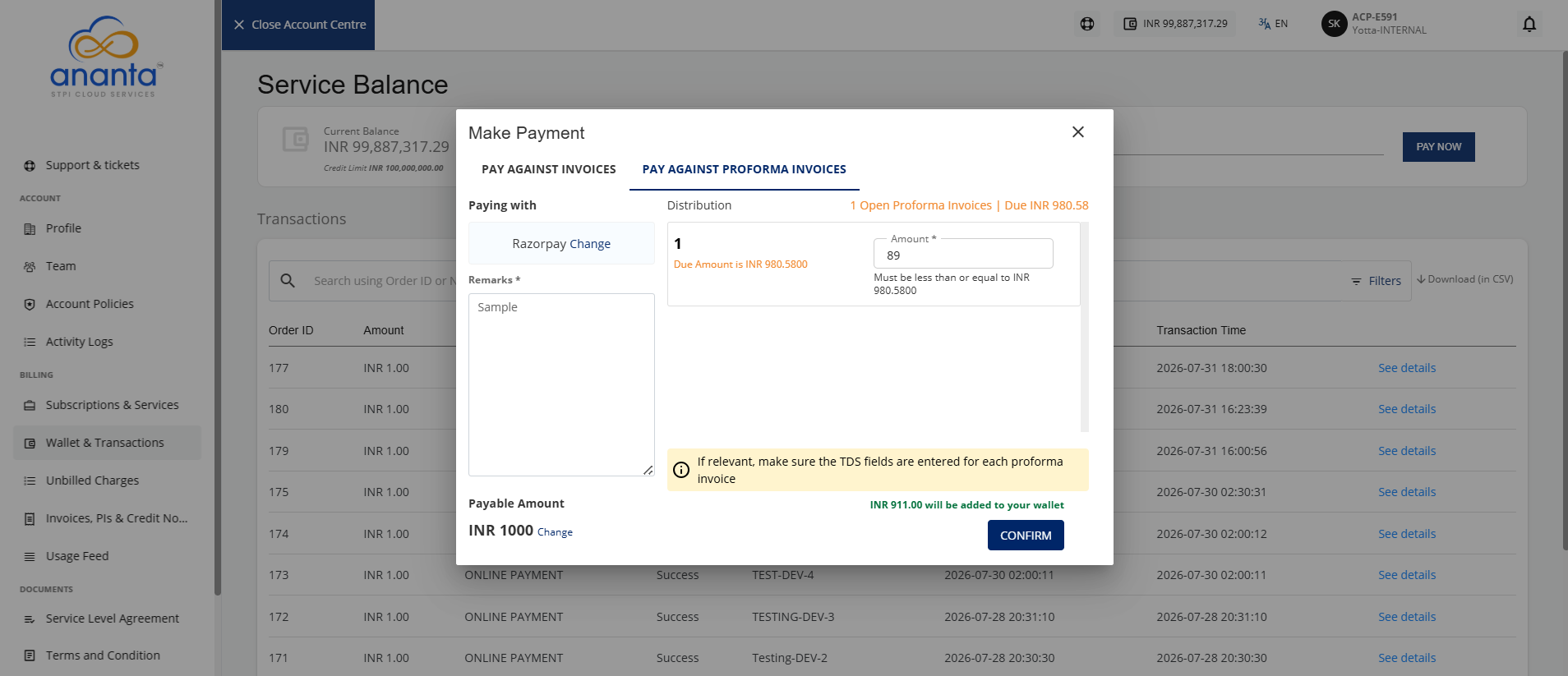 Pay Against PI
