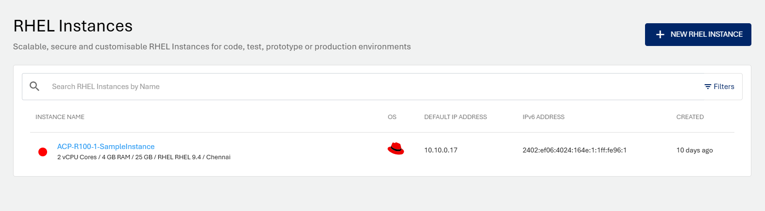 RHEL Instance