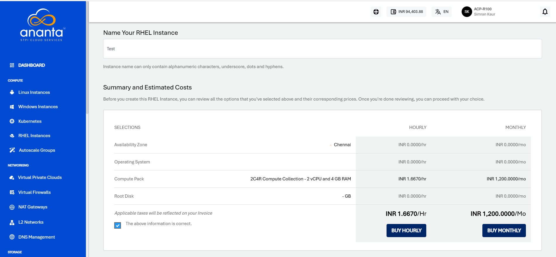 Name and choose estimated costs