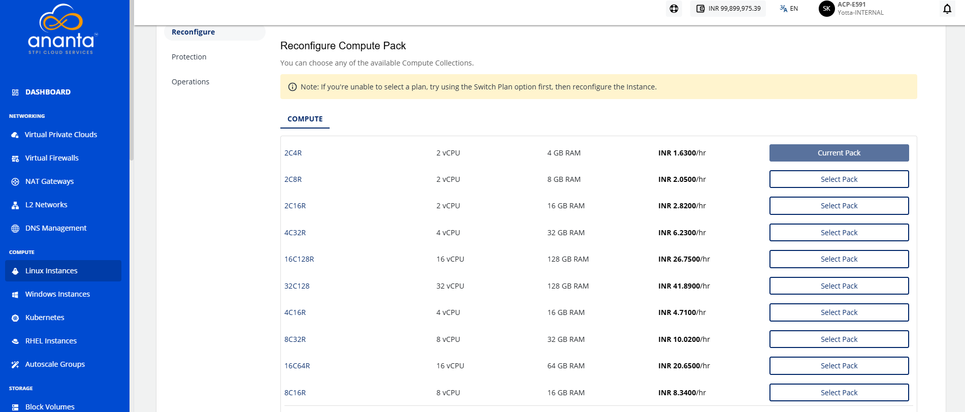 Reconfiguring Reconfiguring Linux Instances | Ananta Cloud Technical Documentation