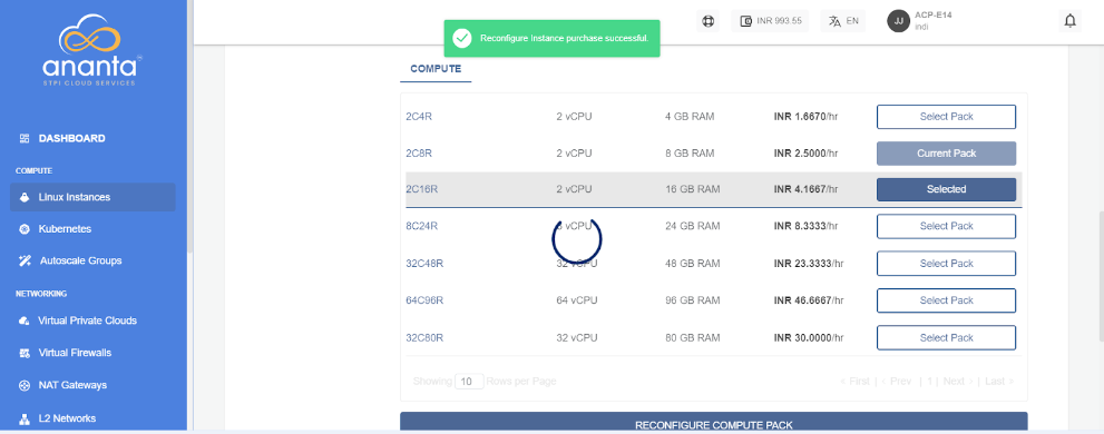 Reconfiguring Linux Instances