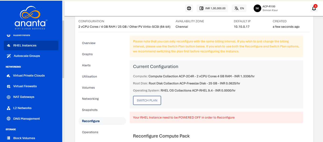 Reconfiguring RHEL Instances