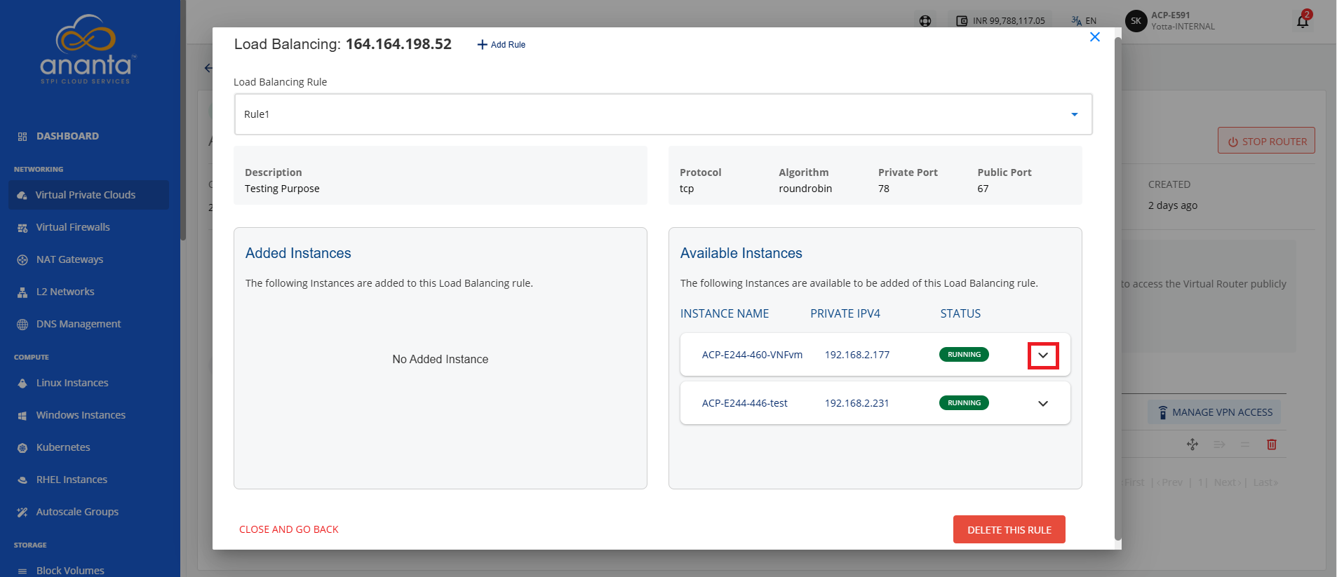 Add Load Balancing Rule