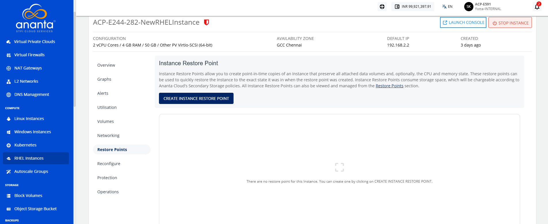 RHEL Instance Snapshots