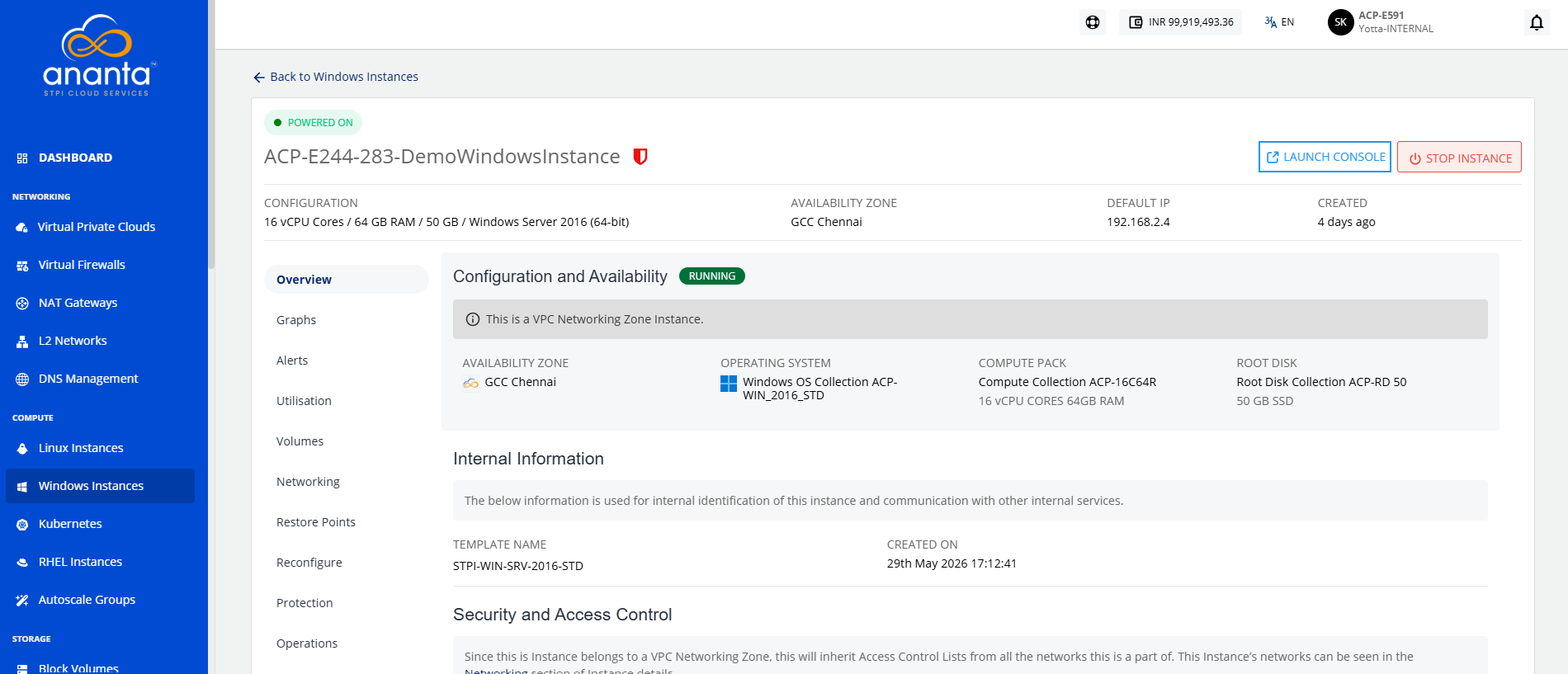 Viewing Details of Windows Instances