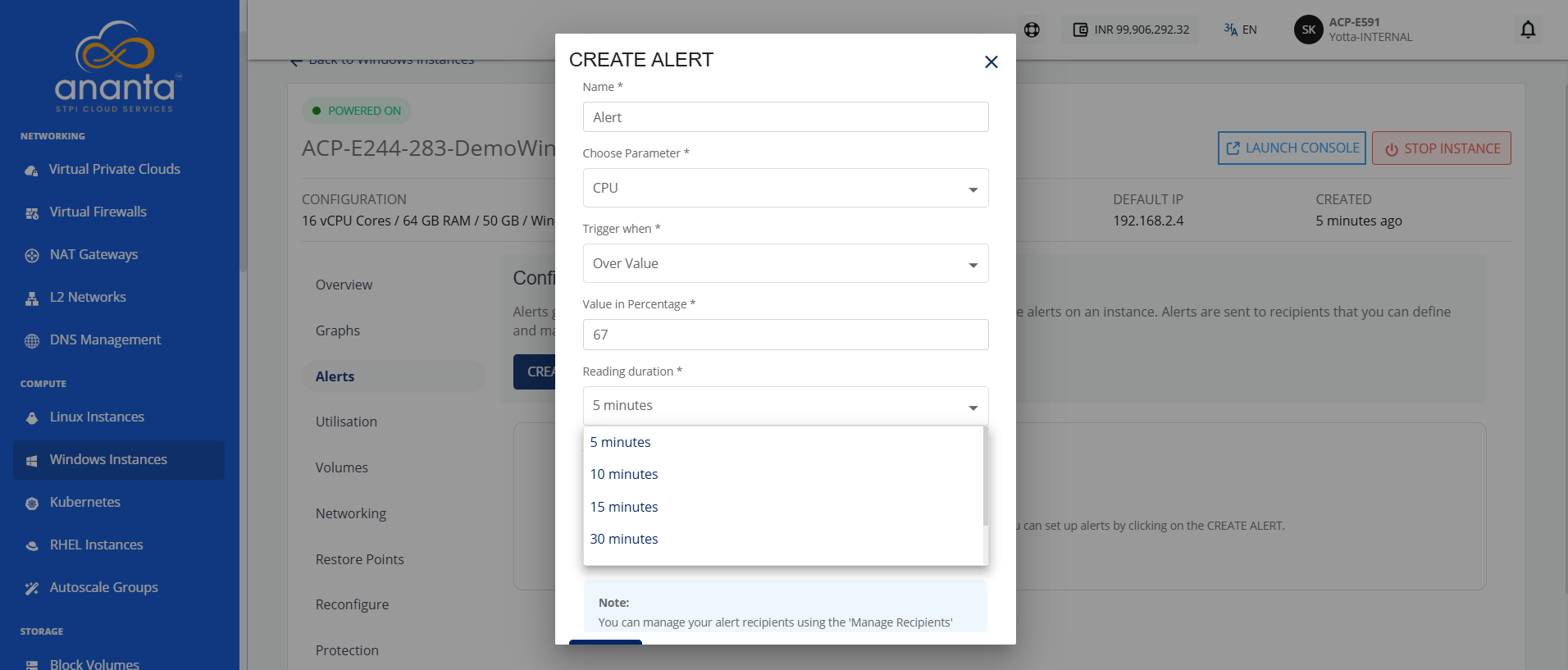 Create Alert Window