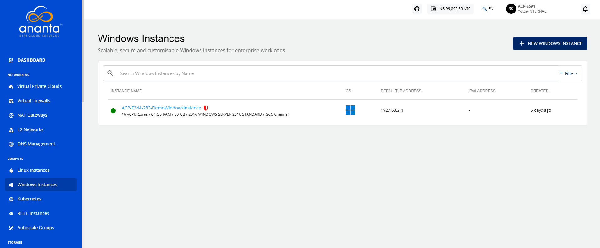 Windows Instance creation